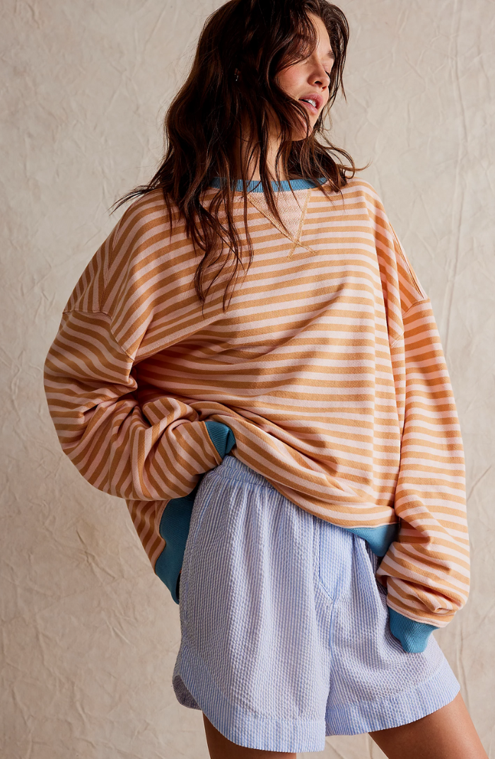 Women's Printed Crew-Neck Sweatshirt – Relaxed Spring Layer