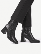 Square-Heel Ankle Boots with Zip – Vegan Leather