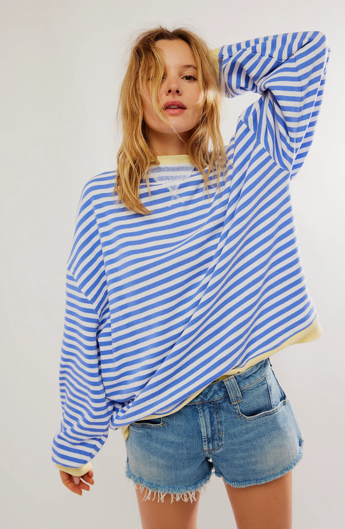 Women's Printed Crew-Neck Sweatshirt – Relaxed Spring Layer
