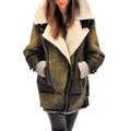 Women's Oversized Faux shearling-style Aviator Winter Jacket with Plush