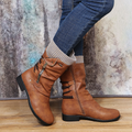 Women's Warm Mid-Calf Winter Boots – Side-Zip Buckle-Detail Casual Style