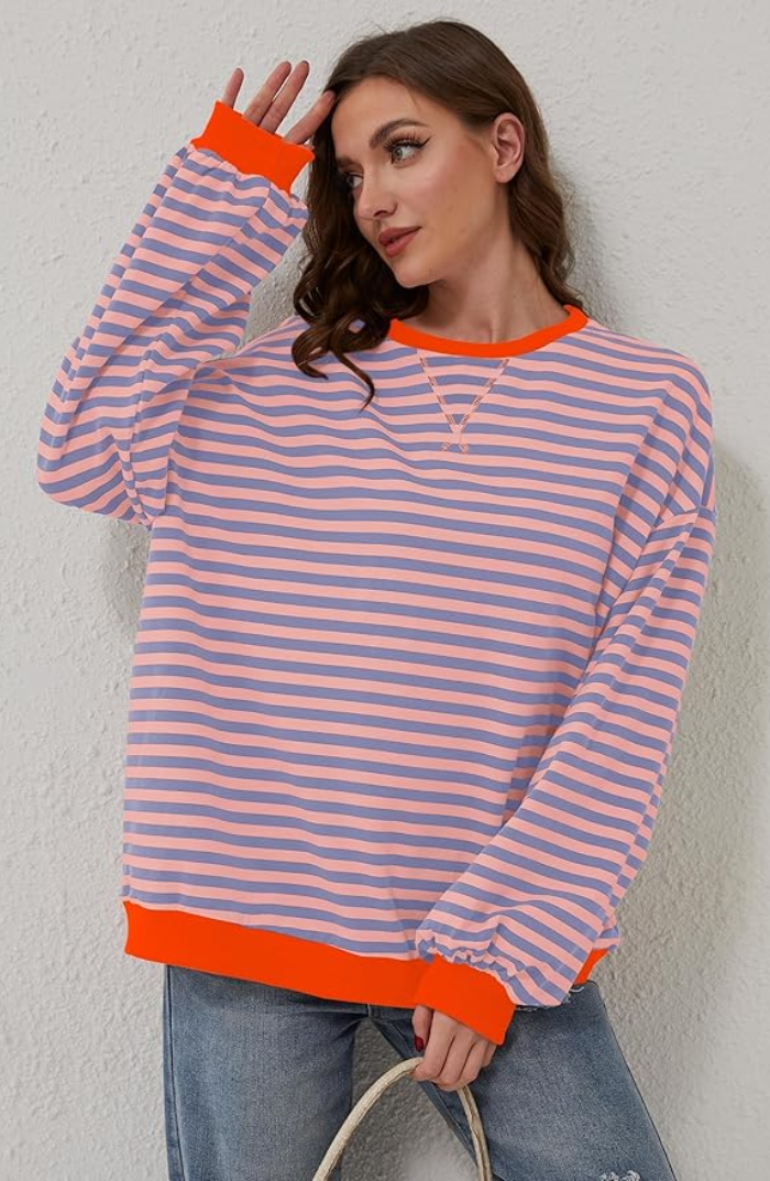 Women's Printed Crew-Neck Sweatshirt – Relaxed Spring Layer