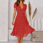 A-Line Dress with V-Neck and Floaty Skirt | Meave & Ivy