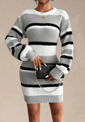 Women's Fitted Ribbed Knit Mini Sweater Dress