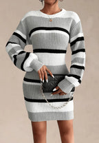 Women's Fitted Ribbed Knit Mini Sweater Dress