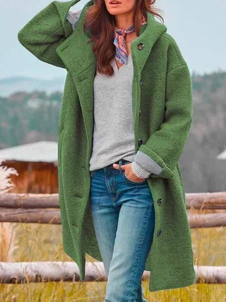 Women's Relaxed Fit Longline Coat with Oversized Lapel Collar