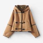 Women's Suede-Look Teddy-Lined Hooded Jacket with Toggle Fastenings