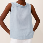 Sleeveless Roll-Neck Linen Top
