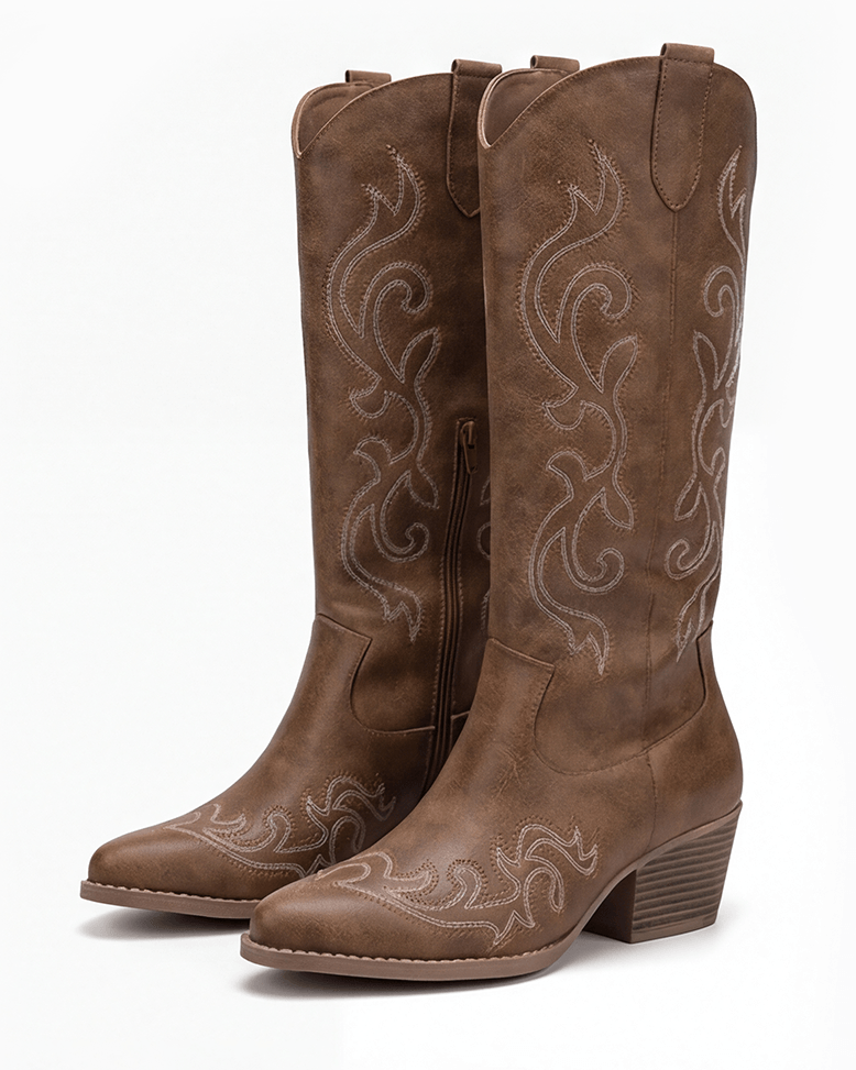 Women's Knee-High Heeled Western Boots