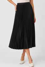 Accordion Pleated Midi Skirt – High Waist A-Line