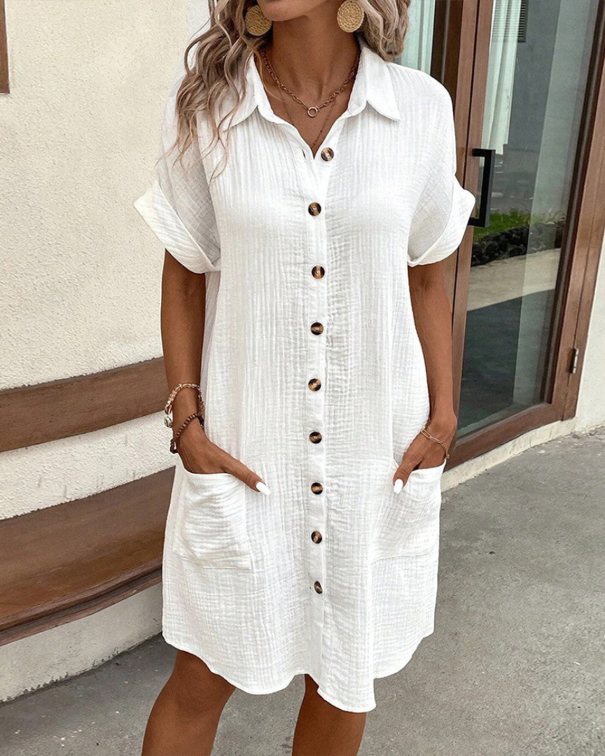 Long Sleeve Button-Up Shirt Dress | Meave & Ivy