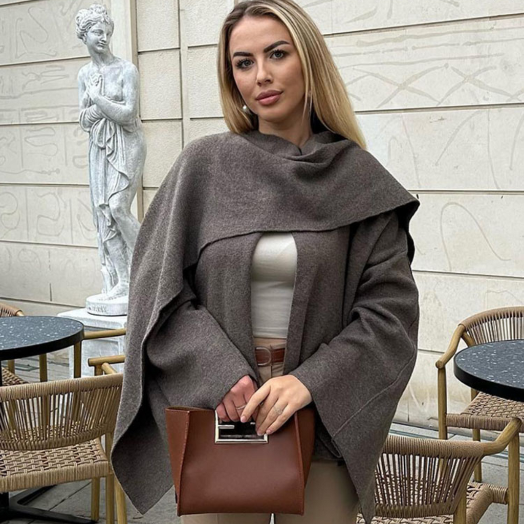 Oversized Wrap Coat with Elegant Draping – Women's Belted Coat