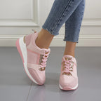 Comfort Wedge Trainers with Metallic Details – Breathable Platform Sneakers