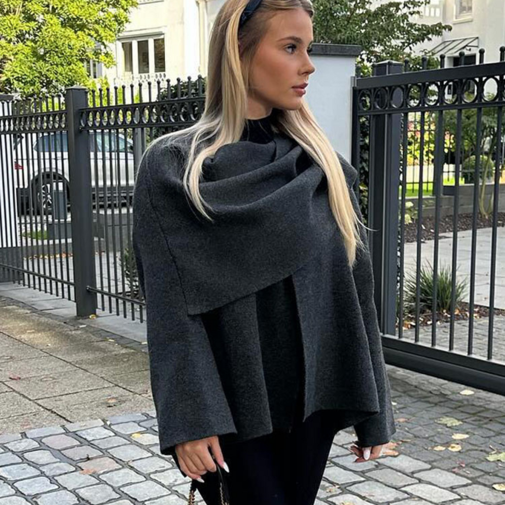 Oversized Wrap Coat with Elegant Draping – Women's Belted Coat