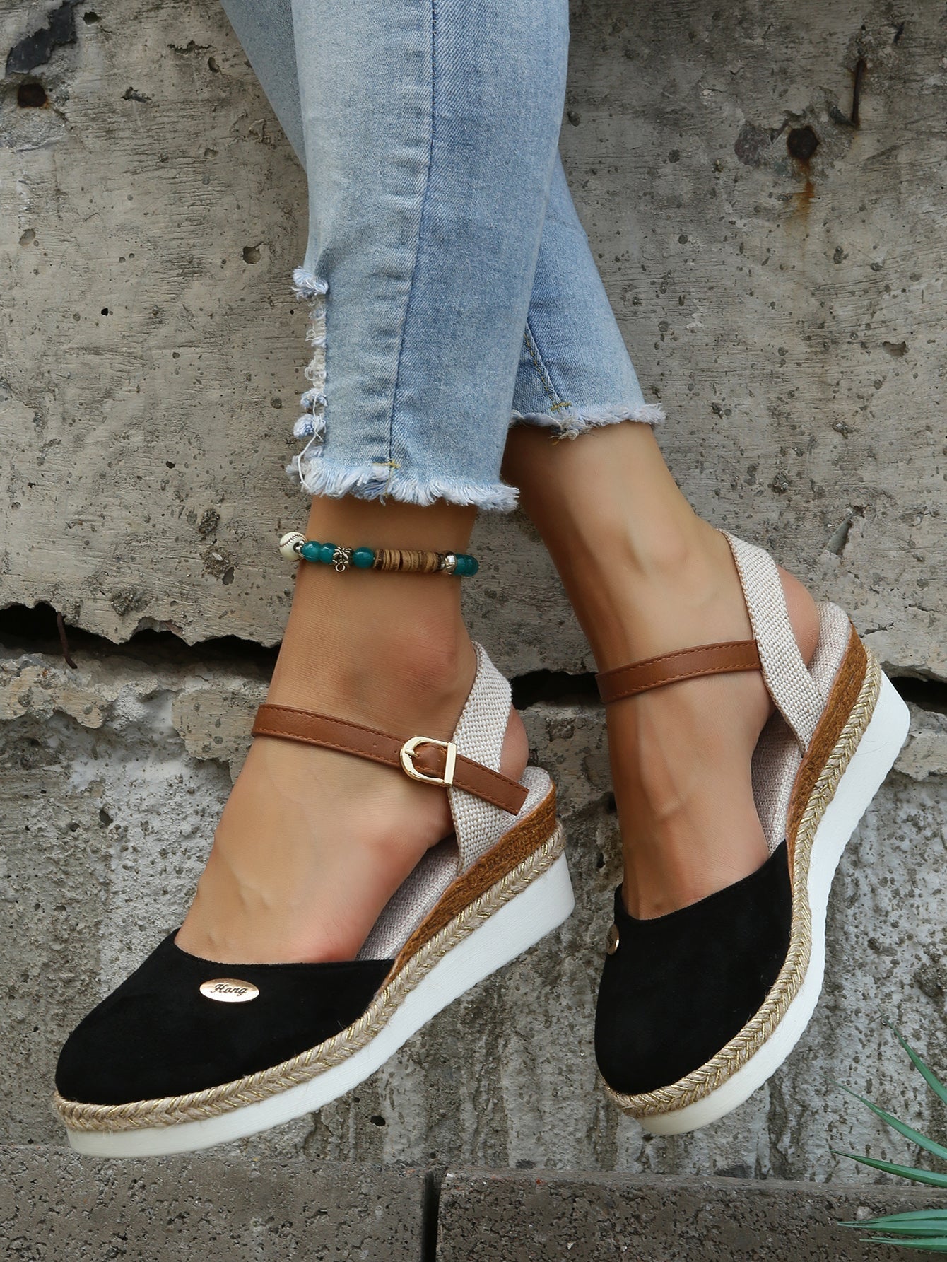 Closed-Toe Espadrille Wedge Sandals