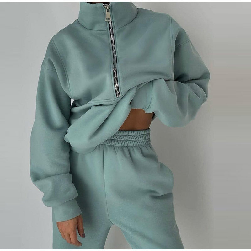 Women's Half-Zip Sweatshirt and Jogger Set