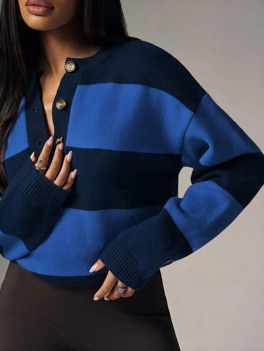 Women's Oversized Sweater with Buttons