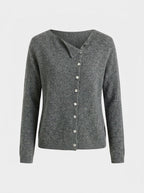 Women's Button-Front Knit Sweater – Relaxed Long-Sleeve Layer