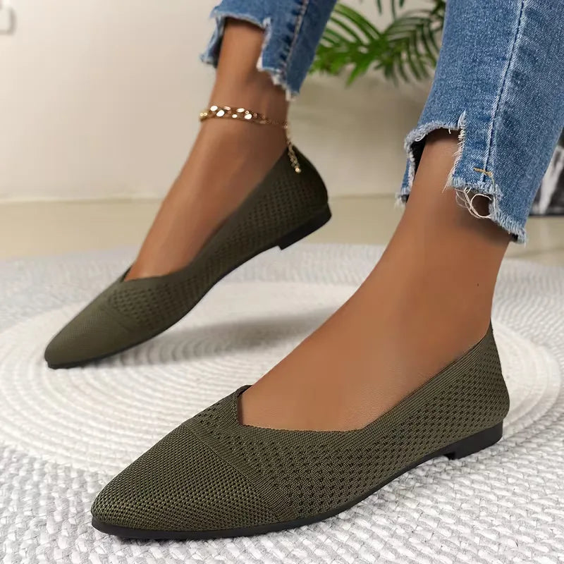Pointed Toe Knit Ballet Flats in 7 Colours