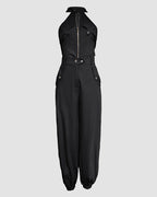 Two-Piece Sleeveless High Neck Cargo Top and Cuffed Trousers Set | Meave & Ivy