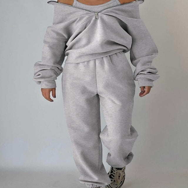 Women's Half-Zip Sweatshirt and Jogger Set