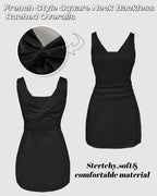 Square Neck Backless Zip Faux Two-Piece Skort Romper | Meave & Ivy