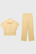Cropped Zip Jacket & Wide Leg Trousers Set – Women's Two-Piece Suit Co-ord