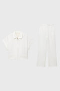 Cropped Zip Jacket & Wide Leg Trousers Set – Women's Two-Piece Suit Co-ord