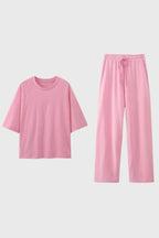 Oversized T-Shirt & Wide Leg Trousers Lounge Set – Women's Comfy Co-ord
