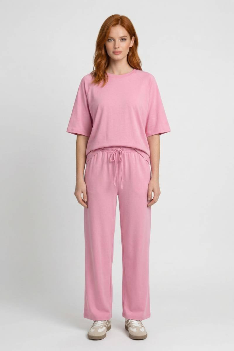 Oversized T-Shirt & Wide Leg Trousers Lounge Set – Women's Comfy Co-ord