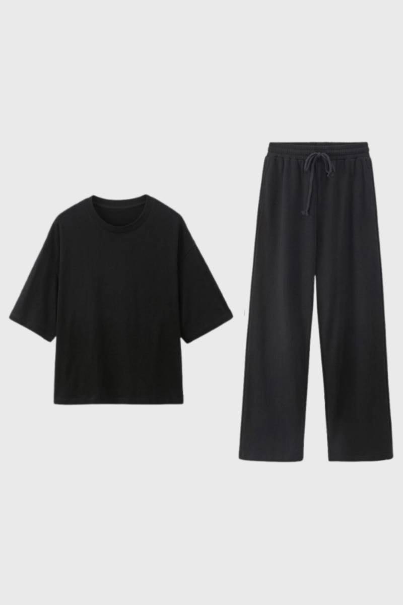 Oversized T-Shirt & Wide Leg Trousers Lounge Set – Women's Comfy Co-ord