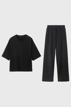 Oversized T-Shirt & Wide Leg Trousers Lounge Set – Women's Comfy Co-ord