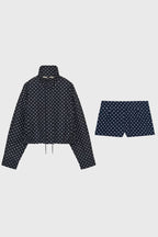 Polka Dot High Neck Jacket & Shorts Set – Women's Two-Piece Co-ord