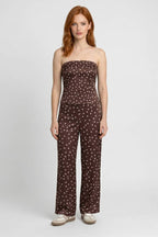 Polka Dot Strapless Top & Wide Leg Trousers Set – Women's Summer Co-ord