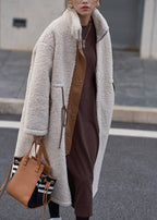 Women's Teddy Long Winter Coat – High-Neck Drawstring Relaxed Style