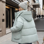 Women's Thick Padded Hooded Winter Puffer Jacket with High Neck