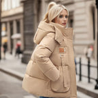 Women's Thick Padded Hooded Winter Puffer Jacket with High Neck