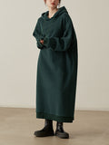 Women's Oversized Hooded Sweatshirt Maxi Dress with Adjustable Drawstrings