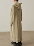 Women's Oversized Hooded Sweatshirt Maxi Dress with Adjustable Drawstrings
