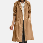 Knee Length Waterproof Coat with Hood – Relaxed Fit Rain Coat