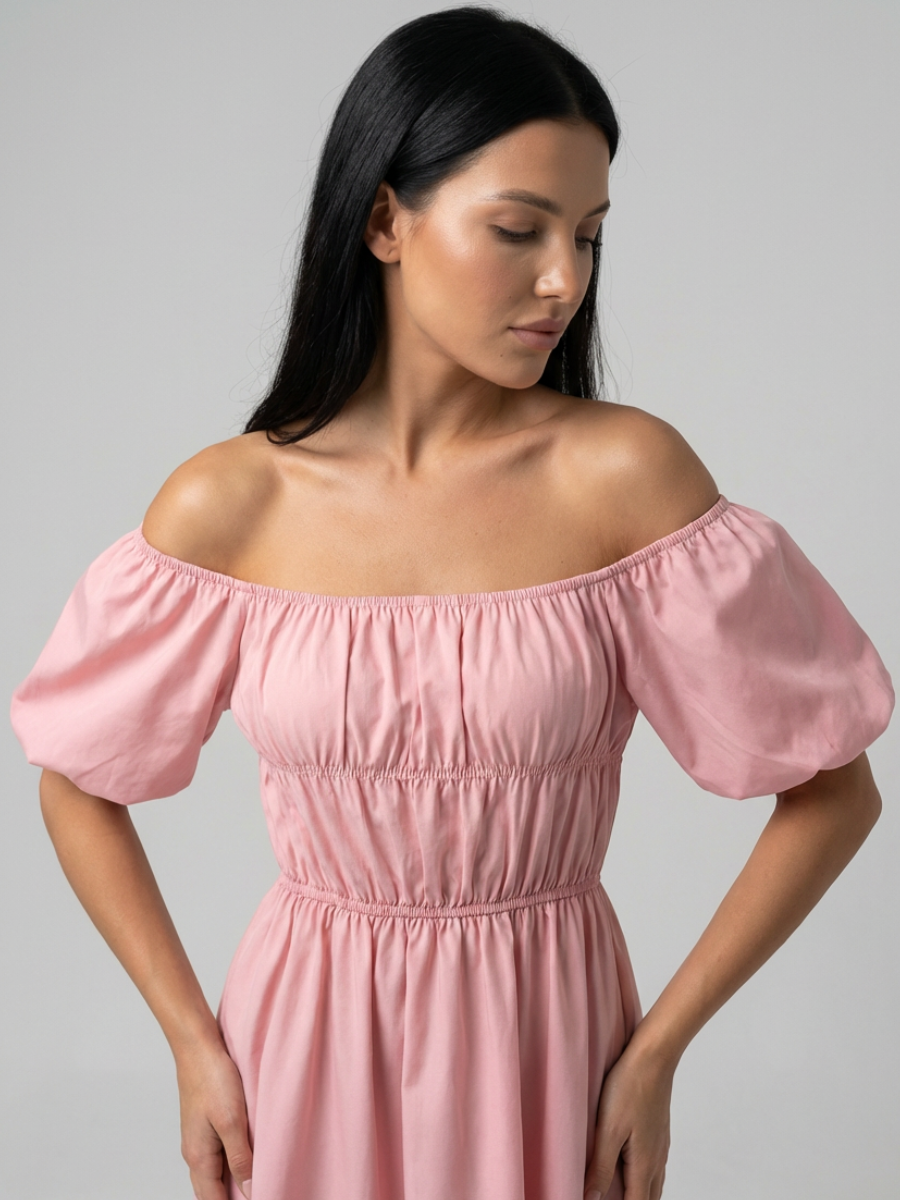 Off-Shoulder Mini Dress with Puff Sleeves