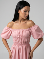 Off-Shoulder Mini Dress with Puff Sleeves