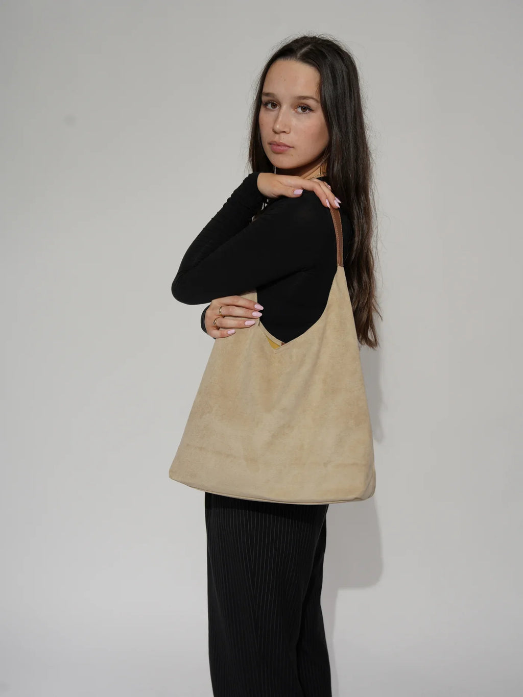 Suede Look Shoulder Bag with Matching Clutch – 2-in-1 Bag Set