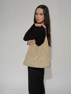 Suede Look Shoulder Bag with Matching Clutch – 2-in-1 Bag Set