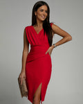 Fitted V-Neck Dress with Side Slit | Meave & Ivy