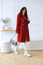 Double-Faced Wool-Blend Coat – Classic Button Design