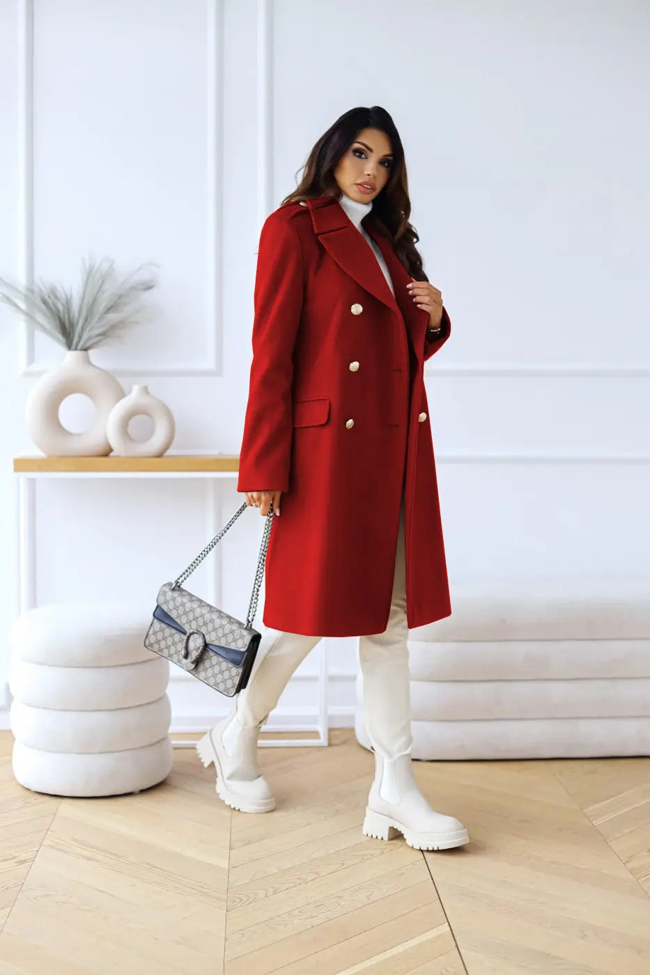 Double-Faced Wool-Blend Coat – Classic Button Design