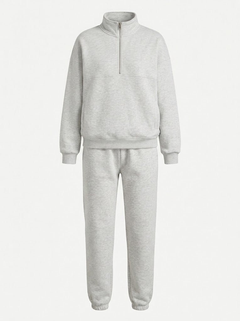 Women's Half-Zip Sweatshirt Set – Relaxed Jogger Outfit