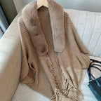 Knitted Winter Scarf with Faux Fur Trim