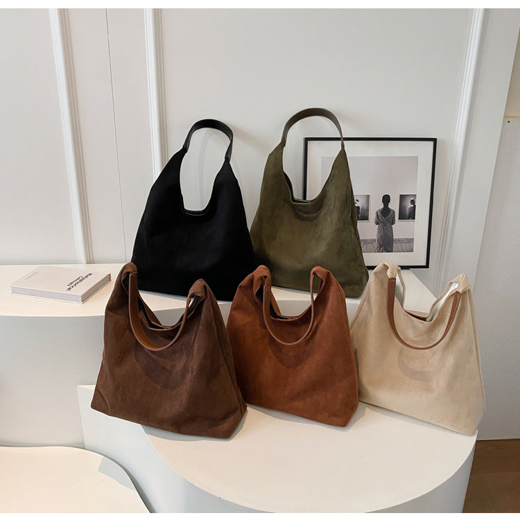 Suede Look Shoulder Bag with Matching Clutch – 2-in-1 Bag Set